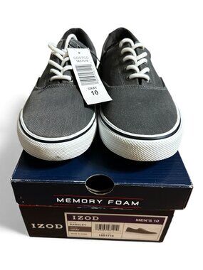Izod Rangley Men's Lace Up Casual Canvas shoe Memory Foam Gray size 10